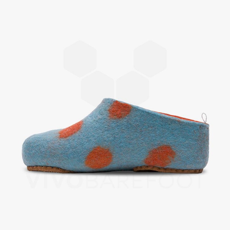 Kids' Vivobarefoot MIM Felt Slipper Light Turquoise Orange | NZ433VJ