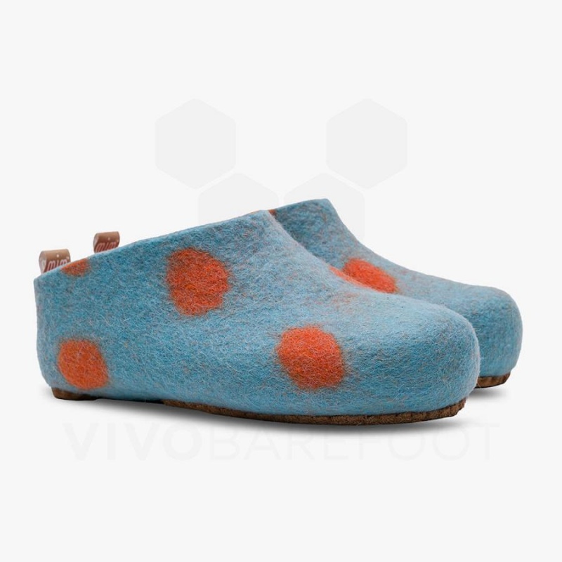 Kids' Vivobarefoot MIM Felt Slipper Light Turquoise Orange | NZ433VJ
