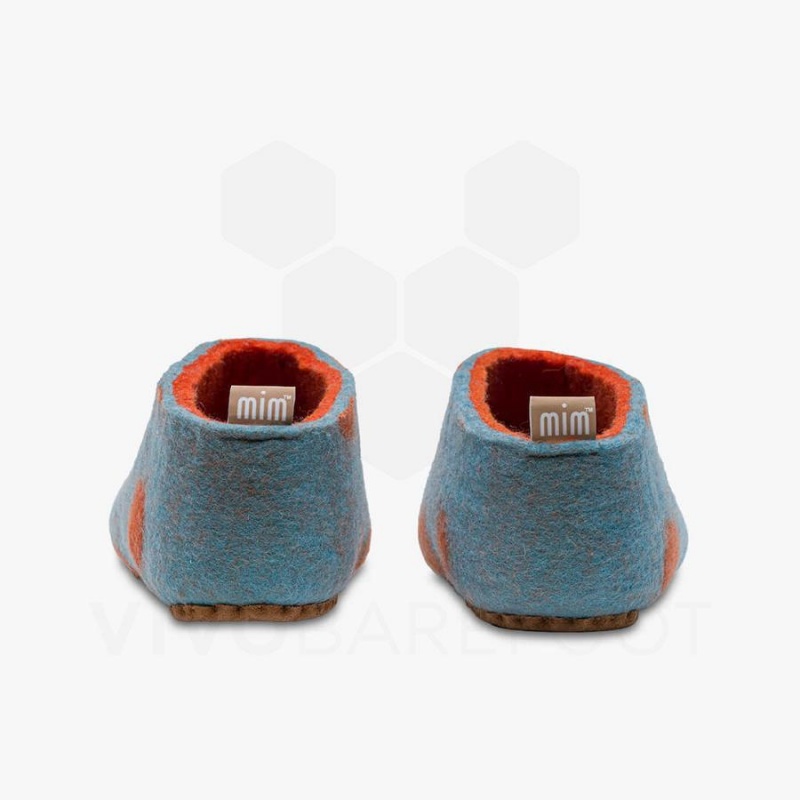 Kids' Vivobarefoot MIM Felt Slipper Light Turquoise Orange | NZ433VJ
