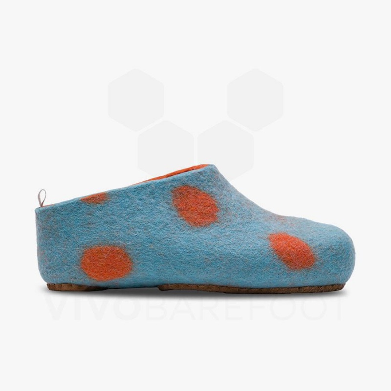 Kids' Vivobarefoot MIM Felt Slipper Light Turquoise Orange | NZ433VJ
