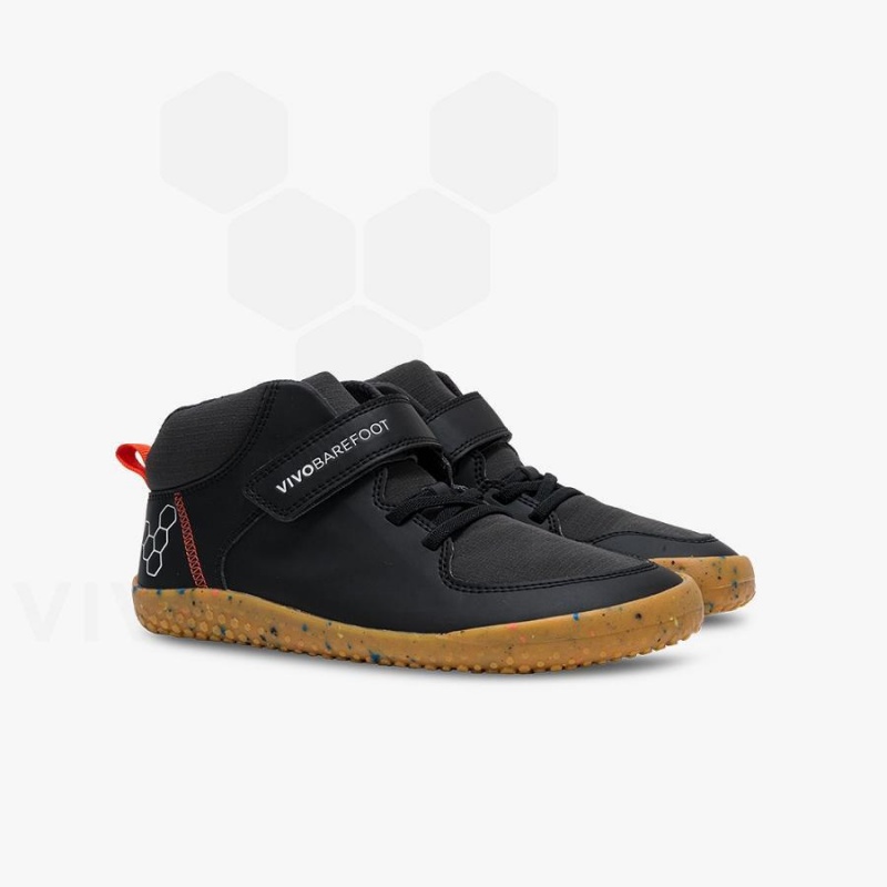 Kids' Vivobarefoot Primus Ludo Hi Juniors Shoes Obsidian | NZ412QC