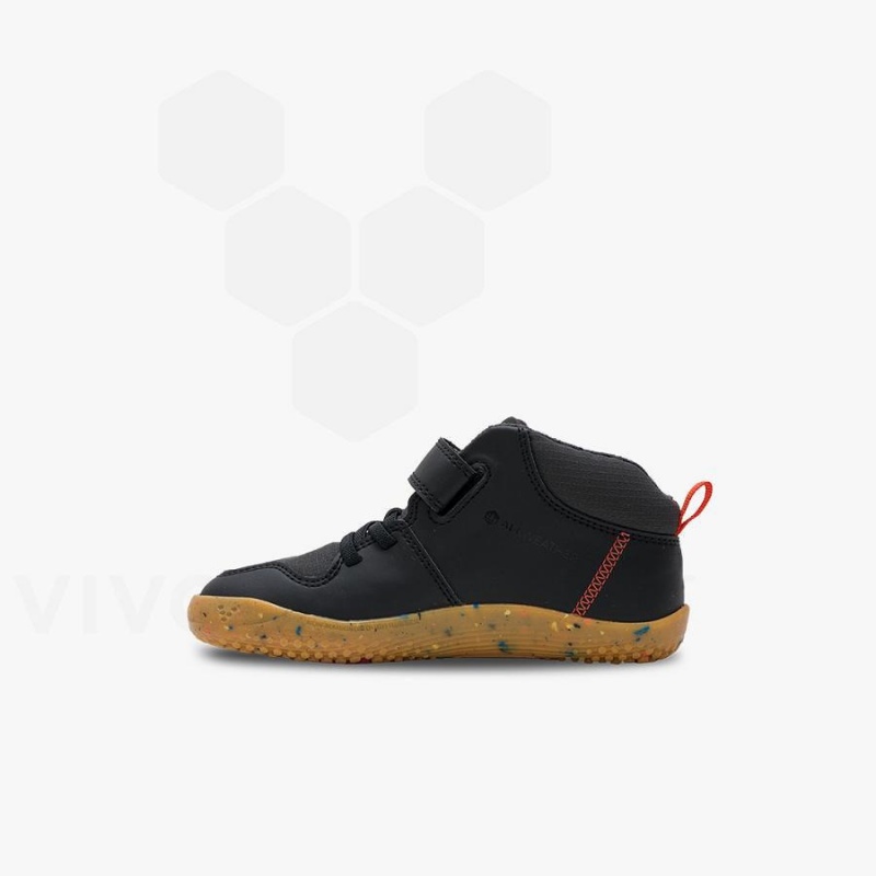 Kids' Vivobarefoot Primus Ludo Hi Shoes Obsidian | NZ410SZ