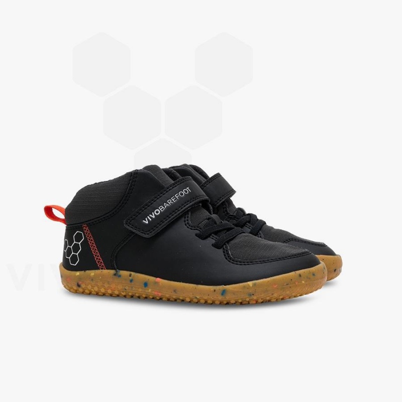 Kids' Vivobarefoot Primus Ludo Hi Shoes Obsidian | NZ410SZ