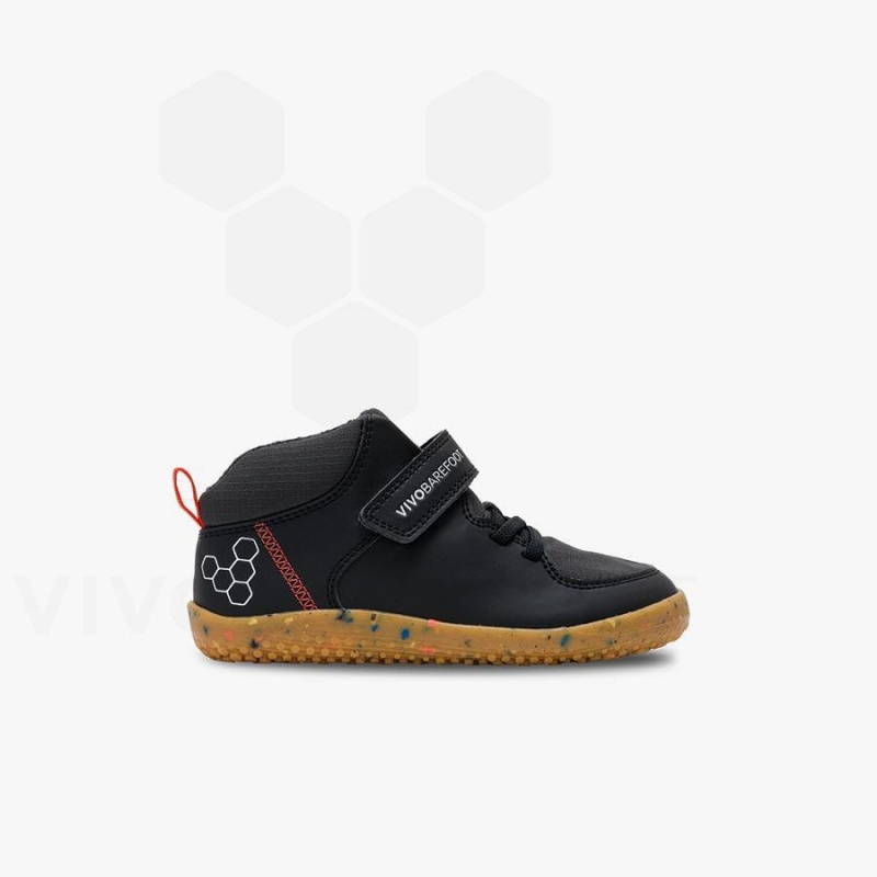 Kids' Vivobarefoot Primus Ludo Hi Shoes Obsidian | NZ410SZ