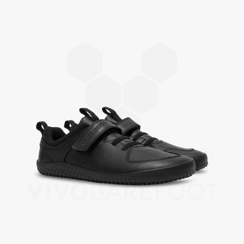 Kids' Vivobarefoot Primus Ludo School Juniors Shoes Obsidian | NZ378YF