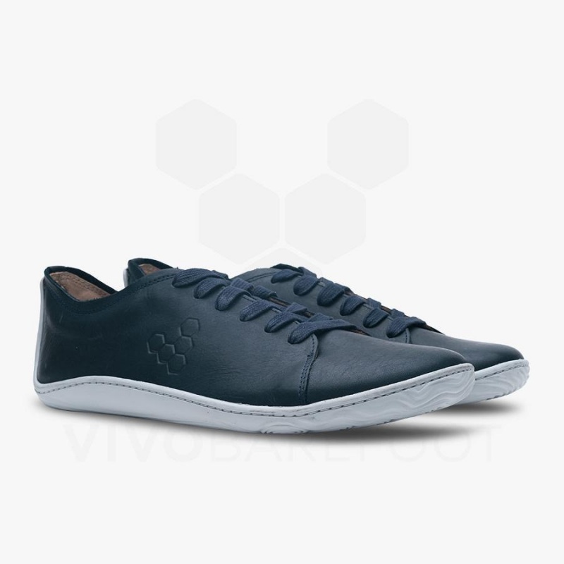 Men's Vivobarefoot Addis Lifestyle Shoes Navy | NZ126QC