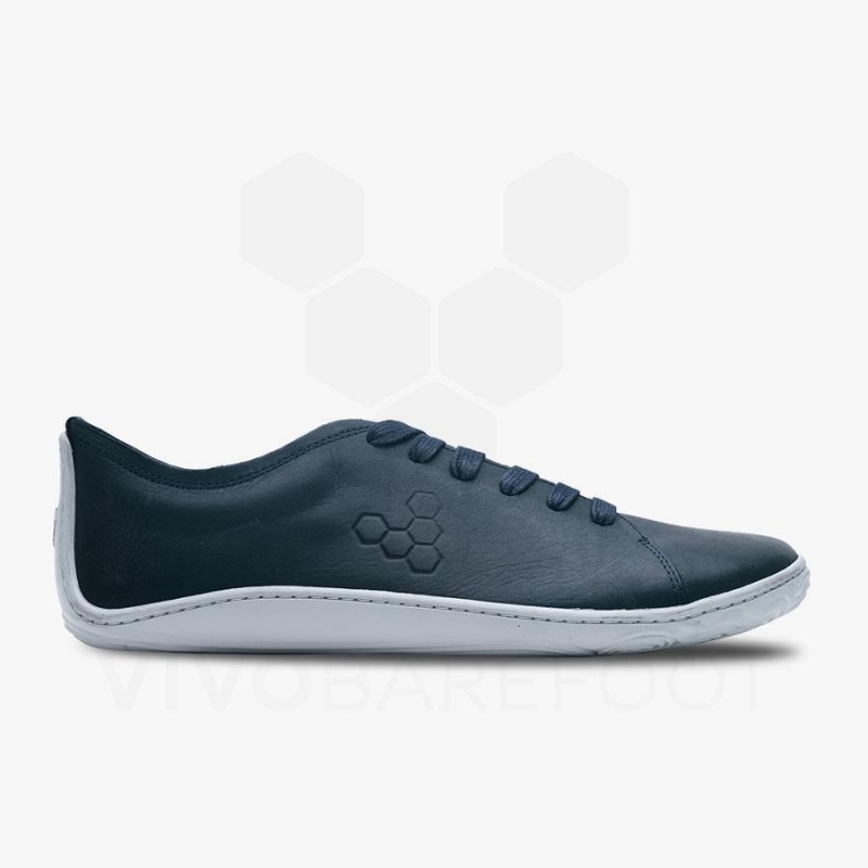 Men's Vivobarefoot Addis Lifestyle Shoes Navy | NZ126QC