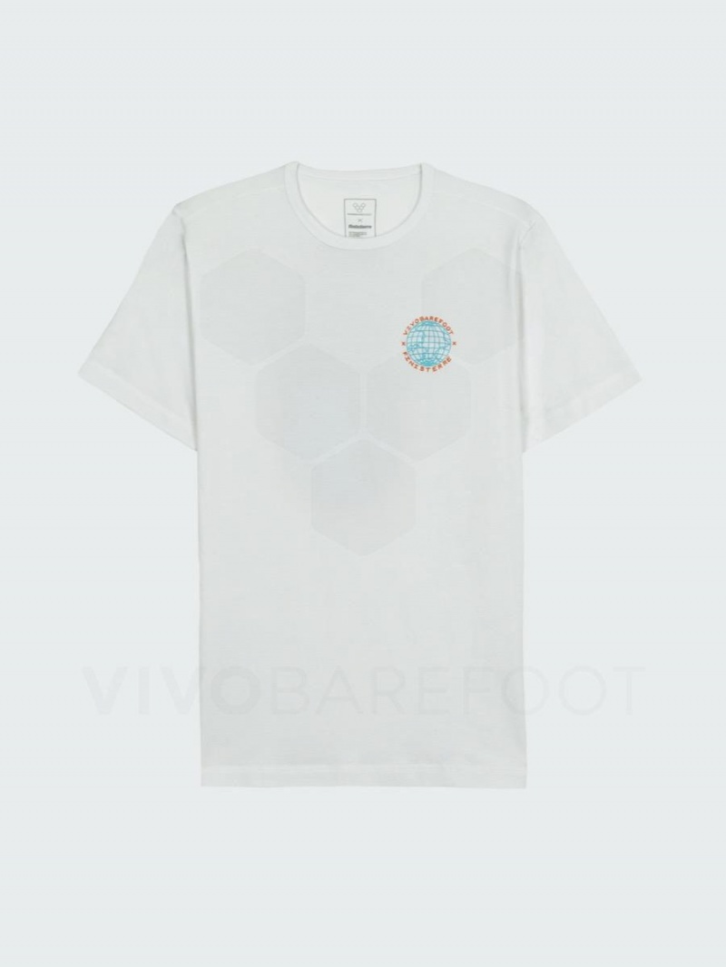 Men's Vivobarefoot Finisterre T Shirts White | NZ154OB
