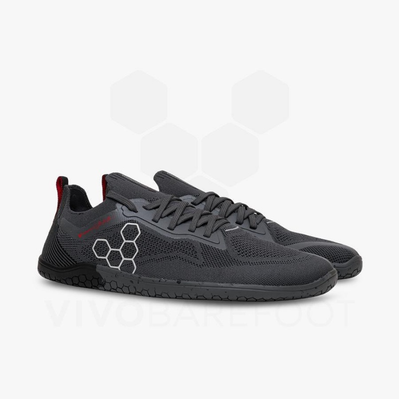 Men's Vivobarefoot Primus Lite Knit JJF Road Running Shoes Obsidian / Dark Grey | NZ060EI