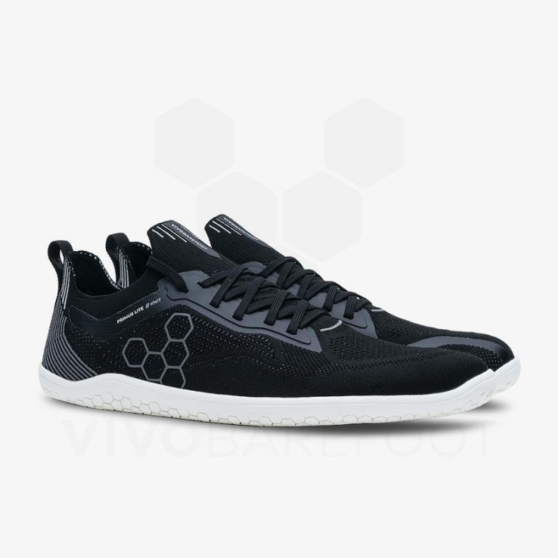Men's Vivobarefoot Primus Lite Knit Road Running Shoes Obsidian | NZ050OB