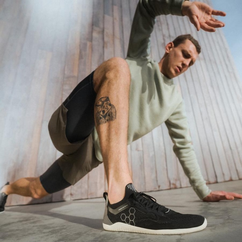 Men's Vivobarefoot Primus Lite Knit Road Running Shoes Obsidian | NZ050OB