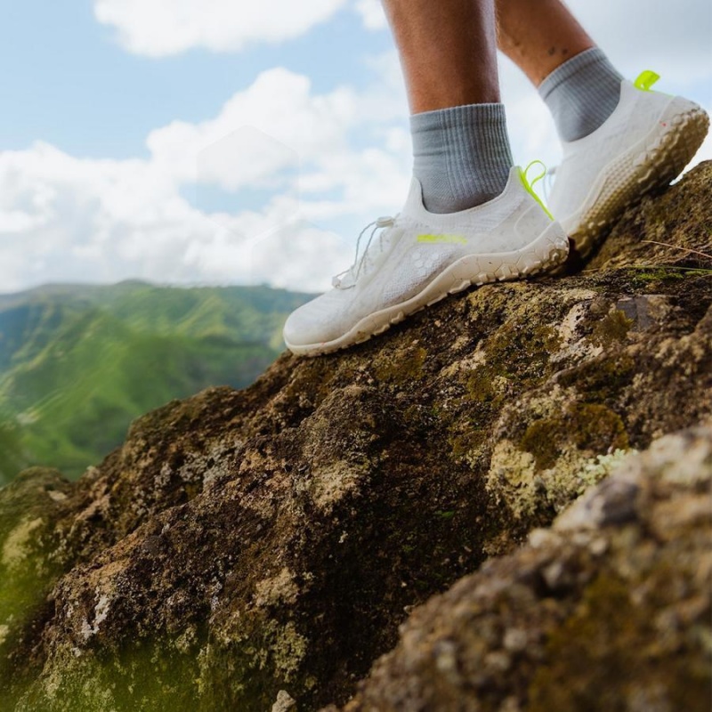 Men's Vivobarefoot Primus Trail Knit FG Trail Running Shoes White | NZ068WH