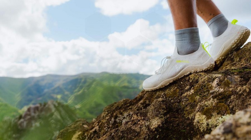 Men's Vivobarefoot Primus Trail Knit FG Trail Running Shoes White | NZ068WH