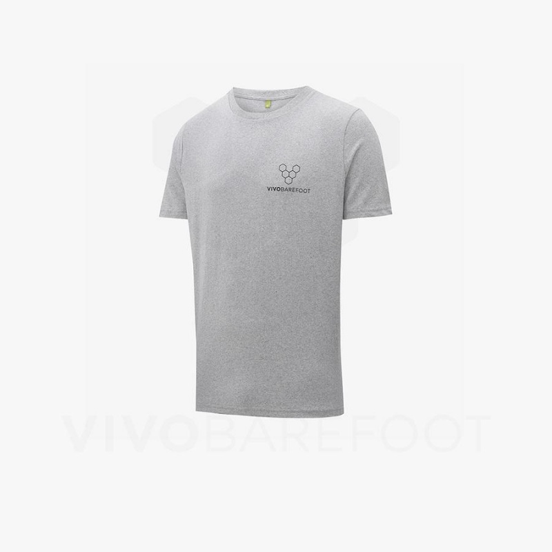Men's Vivobarefoot Rapanui Naturally Coloured T-shirt T Shirts Grey | NZ161HT