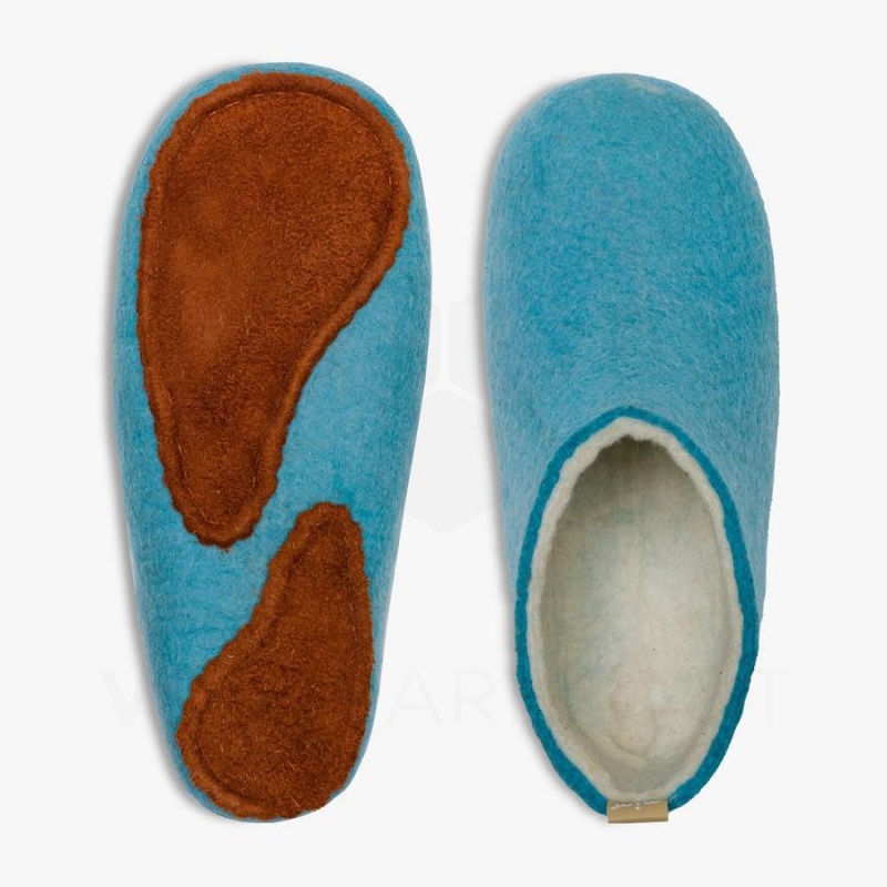 Women's Vivobarefoot MIM Felt Slippers Light Turquoise | NZ340KW