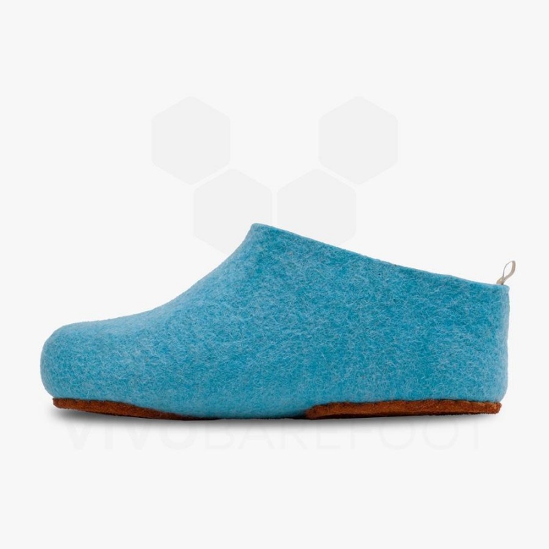 Women's Vivobarefoot MIM Felt Slippers Light Turquoise | NZ340KW
