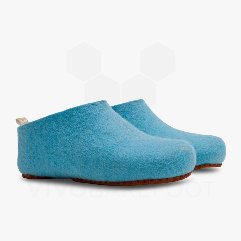 Women's Vivobarefoot MIM Felt Slippers Light Turquoise | NZ340KW