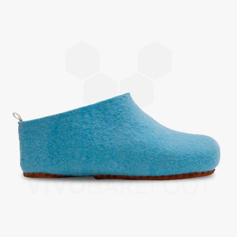 Women's Vivobarefoot MIM Felt Slippers Light Turquoise | NZ340KW