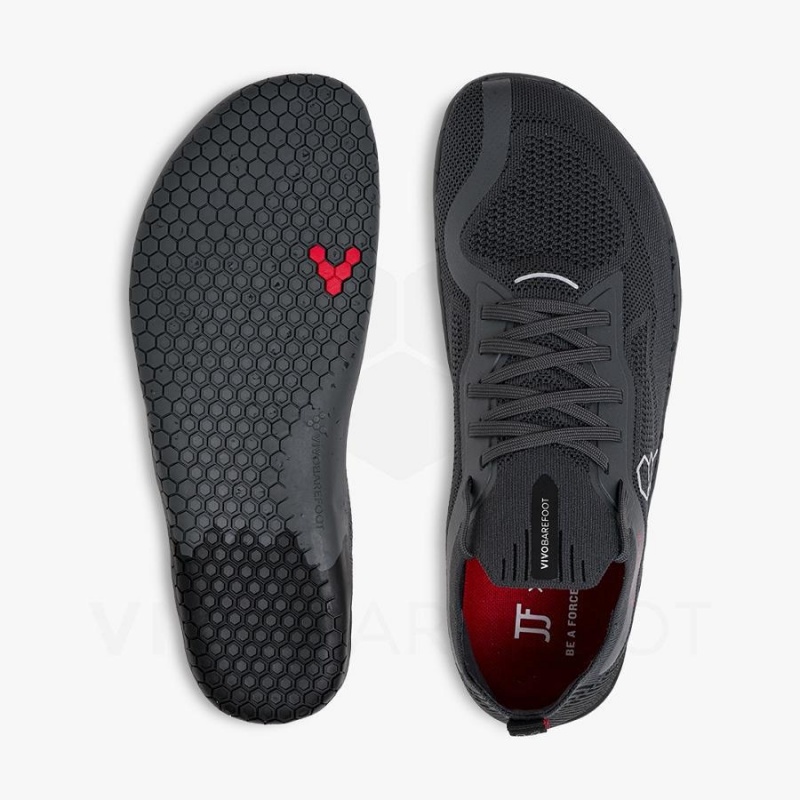 Women's Vivobarefoot PREORDER 'PRIMUS LITE KNIT JJF' Road Running Shoes Obsidian / Dark Grey | NZ229RX