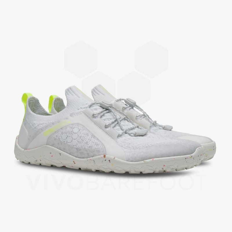 Women's Vivobarefoot Primus Trail Knit FG Trail Running Shoes White | NZ237JE
