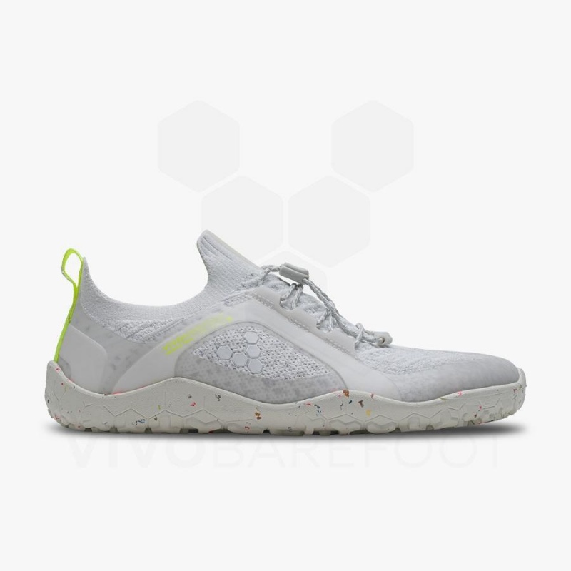 Women's Vivobarefoot Primus Trail Knit FG Trail Running Shoes White | NZ237JE